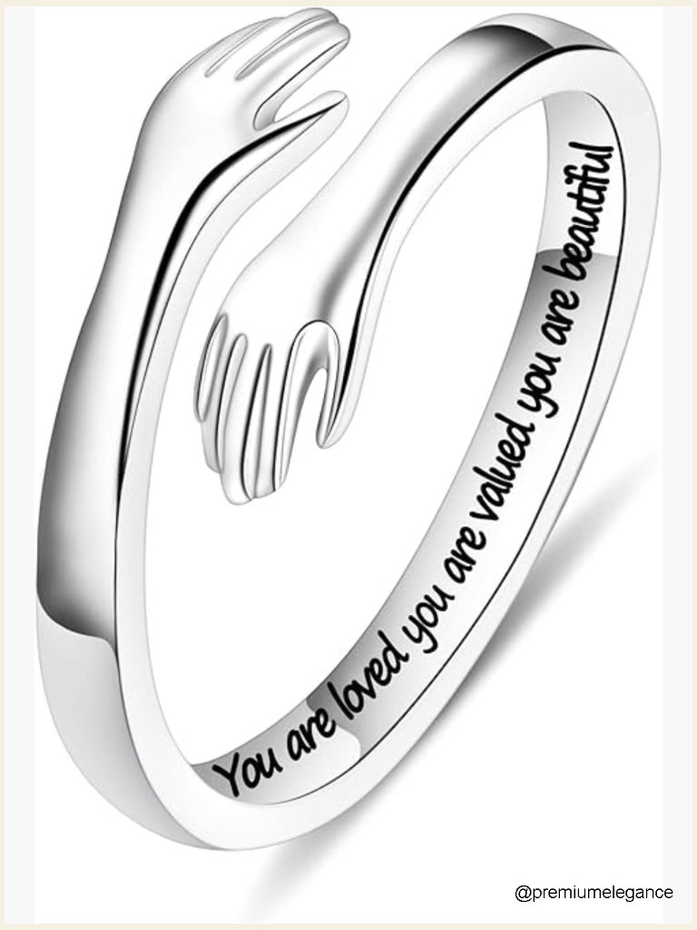 Sterling Silver Hug Ring Adjustable Size 4-10